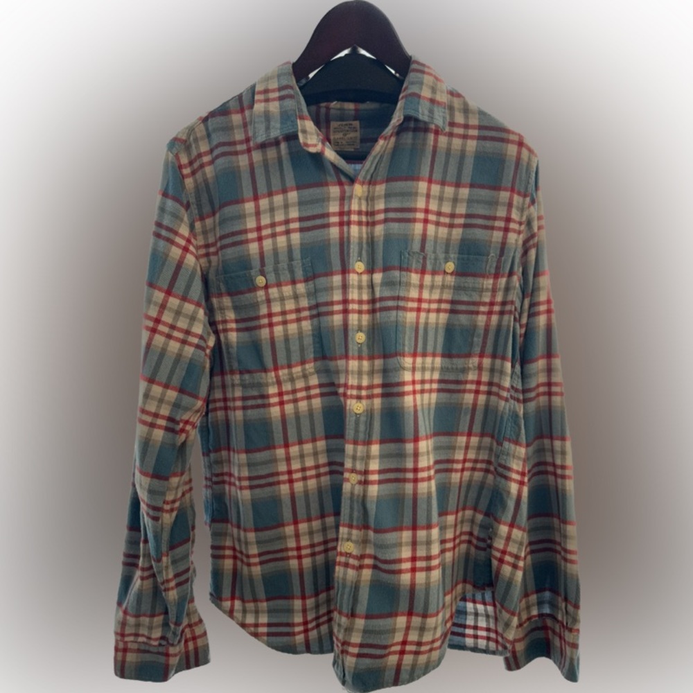Men’s L J Crew Factory 100% cotton flannel – Slim-Fit button-down shirt plaid.